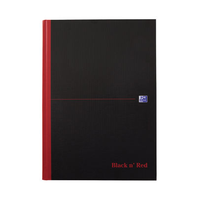 Black n' Red Feint Ruled A4 Casebound Notebook (Pack of 5)