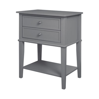 Franklin Accent Table with 2 Drawers Grey