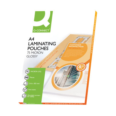Q-Connect A4 150 Micron Laminating Pouches (Pack of 100)