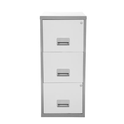 Pierre Henry Silver/White H930mm A4 3 Drawer Maxi Filing Cabinet