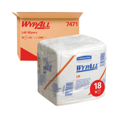 WypAll L40 Wipers 1 Ply Folded Sheets White (Pack of 18)