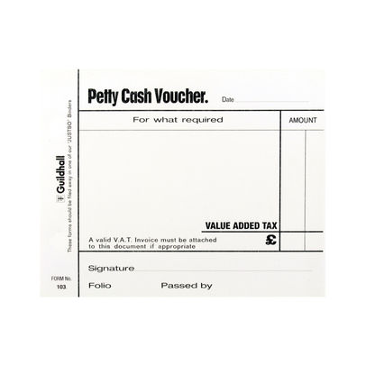 Guildhall White Petty Cash Voucher Pads 100 Leaves (Pack of 5)