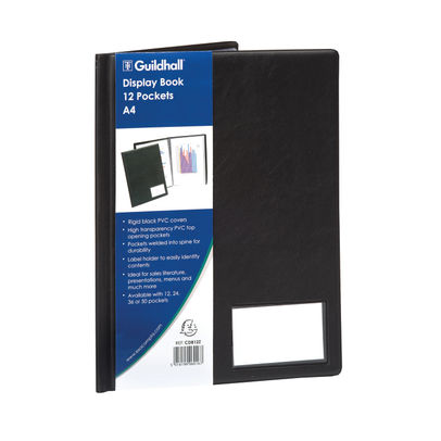 Goldline Black A4 Portrait Display Book 12 Pockets