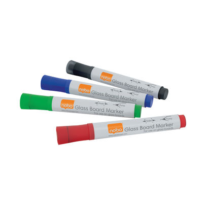 Nobo Assorted Glass Whiteboard Markers (Pack of 4)