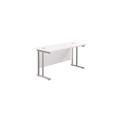 Jemini 1200x600mm White/Silver Rectangular Cantilever Desk