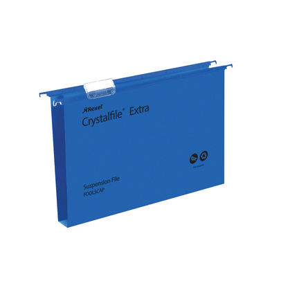 Rexel Crystafile Extra 30mm Blue Suspension File (Pack of 25)