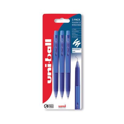 Uni-Ball URN-181-07 Blue Erasable Rollerball Pen (Pack of 3)