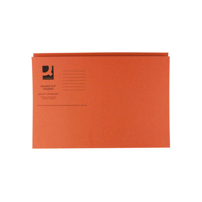Q-Connect Square Cut Folder Mediumweight 250gsm Foolscap Orange (Pack of 100)
