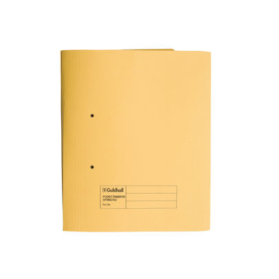 Guildhall Yellow 315gsm Transfer Spiral Pocket Files (Pack of 25)