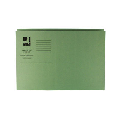 Q-Connect Square Cut Folder Mediumweight 250gsm Foolscap Green (Pack of 100)