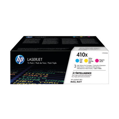 HP 410X High Yield Cyan/Magenta/Yellow Toner Cartridges (Pack of 3) - CF252XM