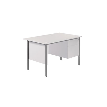 Serrion 1200x750mm White 2 Drawer 4 Leg Rectangular Desk