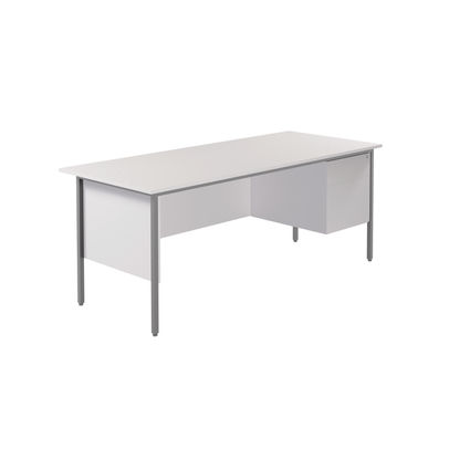 Serrion 1800x750mm White 2 Drawer 4 Leg Rectangular Desk