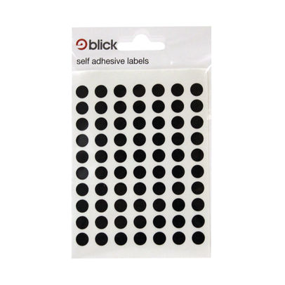 Blick Coloured Labels in Bags Round 8mm Dia 490 Per Bag Black (Pack of 9800)