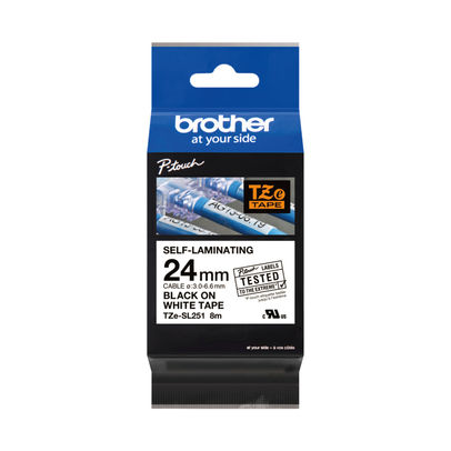 Brother P-Touch 24mm Black on White Labelling Tape