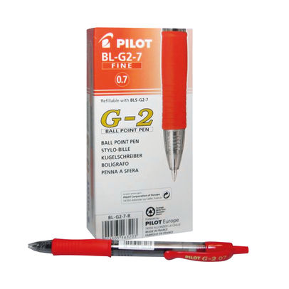 Pilot G2 07 Red Gel Medium Rollerball Pens (Pack of 12)