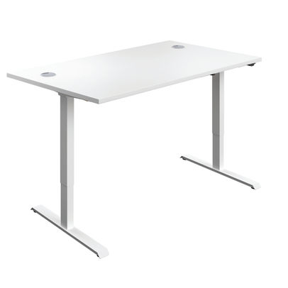 Jemini Single Motor Sit/Stand Desk 1200x800x730-1220mm White/White