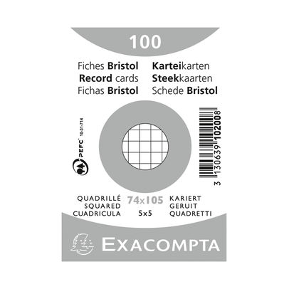 Exacompta Record Card 74x105mm Square White x40 (Pack of 4000)