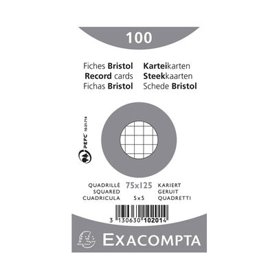 Exacompta Record Cards 75x125mm Square White x20 (Pack of 2000)