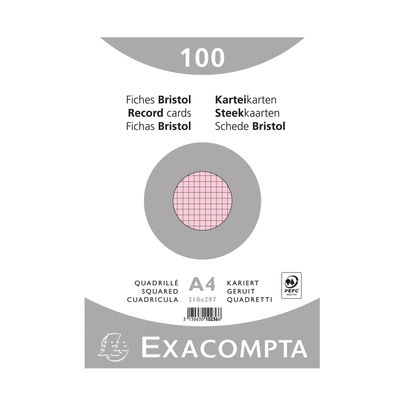 Exacompta Record Cards 210x297mm Square Pink x10 (Pack of 1000)