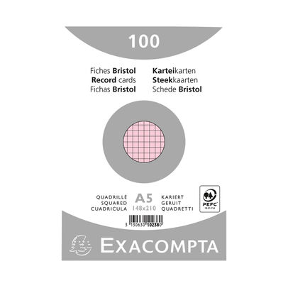 Exacompta Record Cards 148x210mm Square Pink x10 (Pack of 1000)