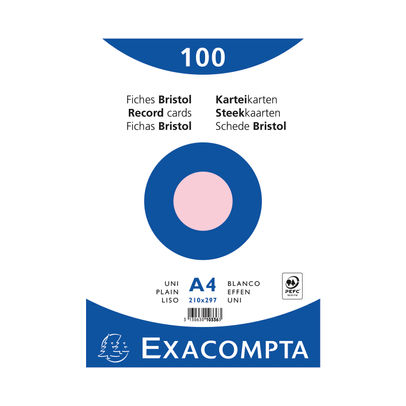 Exacompta Record Cards 210x297mm Plain Pink x10 (Pack of 1000)