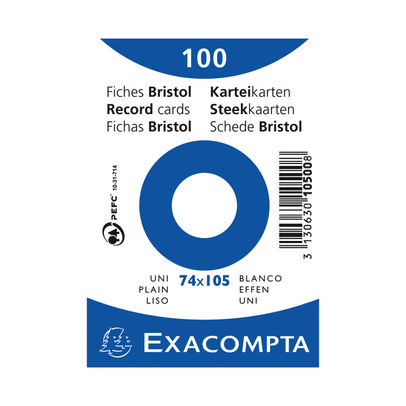 Exacompta Record Cards 74x105mm Plain White x10 (Pack of 1000)