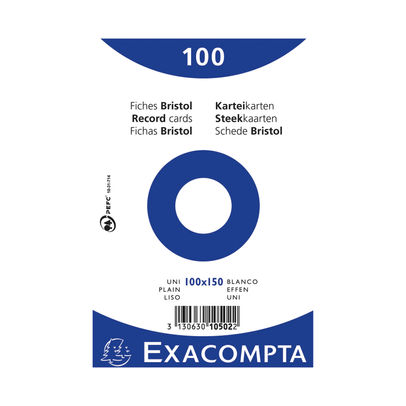 Exacompta Record Cards 100x150mm Plain White x20 (Pack of 2000)