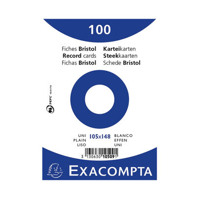 Exacompta Record Cards 105x148mm Plain White x20 (Pack of 2000)