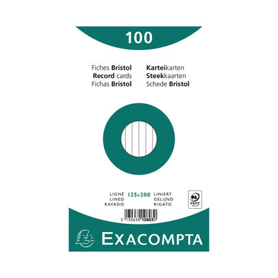 Exacompta Record Cards 125x200mm Lined White x12 (Pack of 1200)