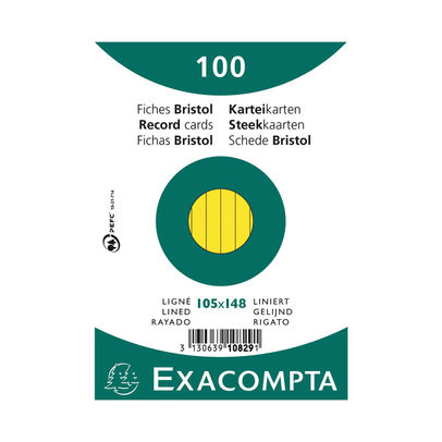 Exacompta Record Card 105x148 Lined Yellow x20 (Pack of 2000)