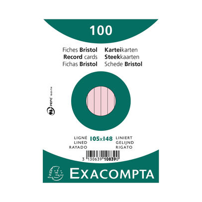 Exacompta Record Card 105x148mm Lined Pink x20 (Pack of 2000)