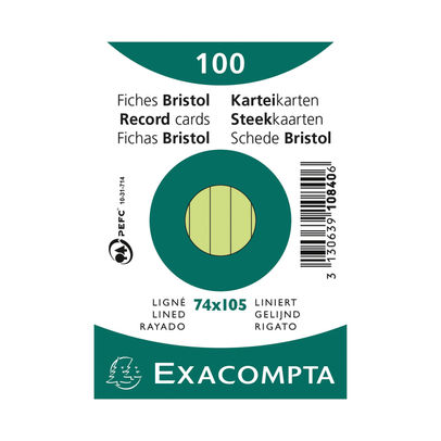 Exacompta Record Card 75x105mm Lined Green x40 (Pack of 4000)