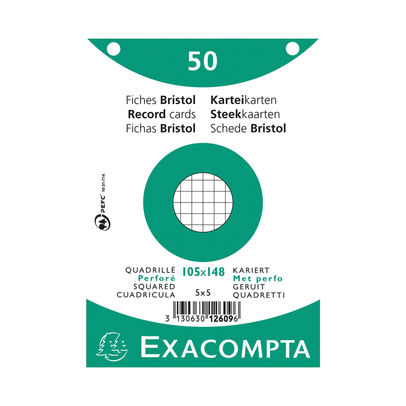 Exacompta Record Card 105x148mm Square White x40 (Pack of 4000)