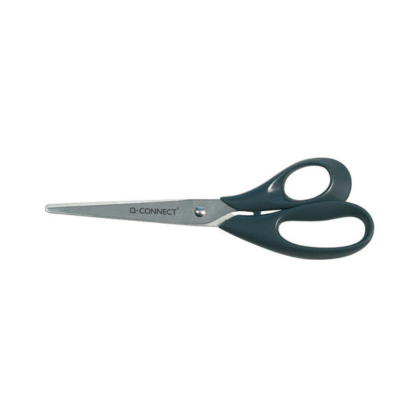 Q-Connect Ergonomic All Purpose Scissors 210mm Stainless Steel Blades Black Handle CKF01227