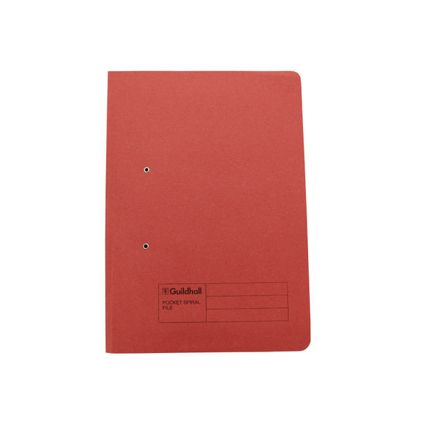 Exacompta Guildhall Pocket Spiral File 285gsm Red (Pack of 25) 347-REDZ
