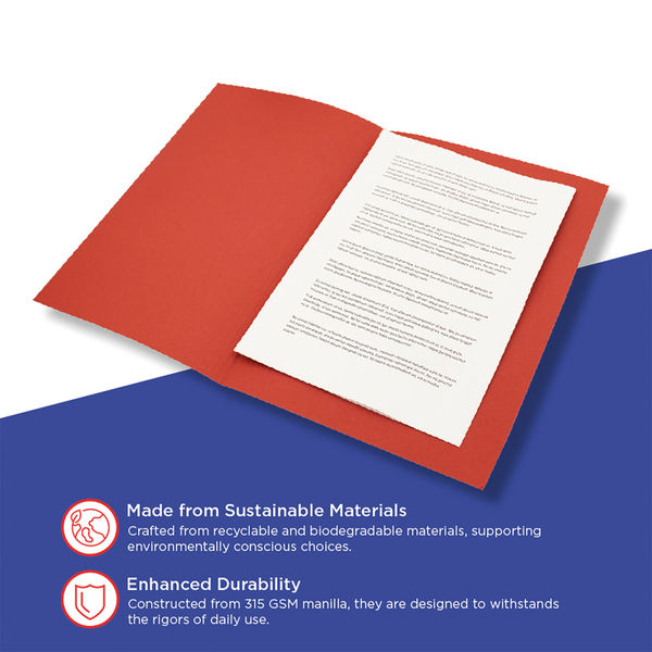 Exacompta Guildhall Square Cut Folder 315gsm Foolscap Red (Pack of 100) FS315-REDZ