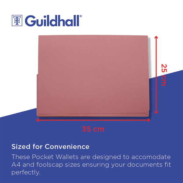 Exacompta Guildhall Brief Size Pocket Wallet 14x10in Pink (Pack of 50) PW3-PNK