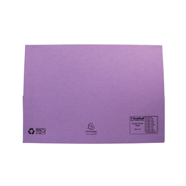 Exacompta Guildhall Double Pocket Legal Wallet Foolscap Mauve (Pack of 25) 37214