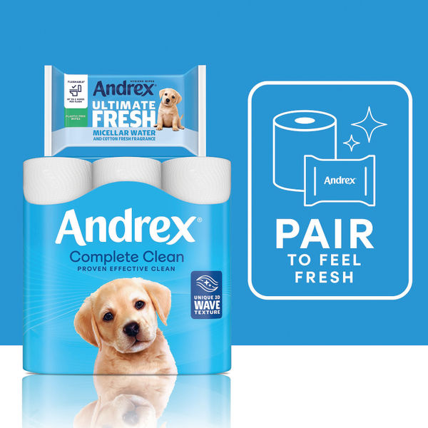 Andrex Complete Clean Toilet Roll 2-Ply 190 Sheets Per Roll (Pack of 24) 4970614