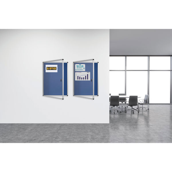 Bi-Office Enclore Felt Indoor Lockable Glazed Case 1160x981x35mm Blue VT640107150