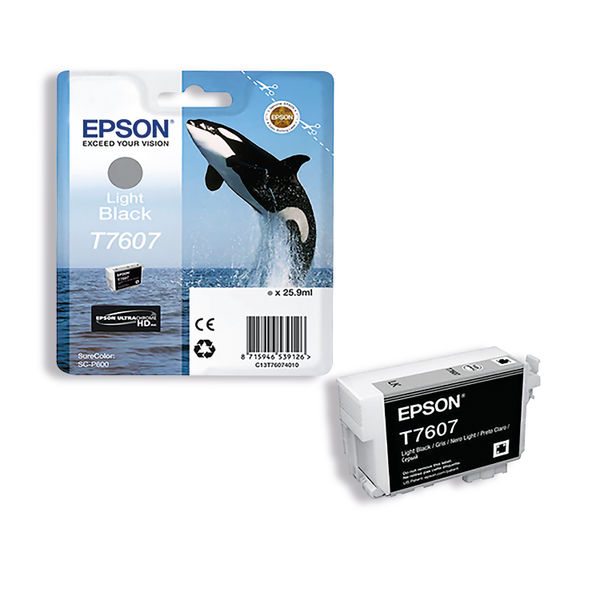 Epson T7607 Ink Cartridge Ultra Chrome HD Killer Whale Light Black C13T76074010