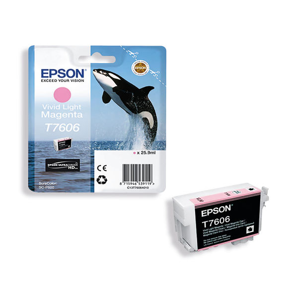 Epson T7606 Ink Cartridge Ultra Chrome HD Killer Whale Vivid Light Magenta C13T76064010