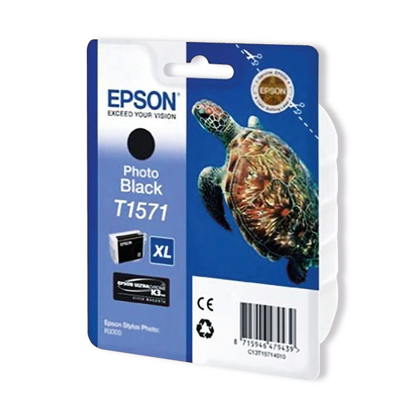 Epson T1571 Ink Cartridge Ultra Chrome K3 XL High Yield Turtle Photo Black C13T15714010