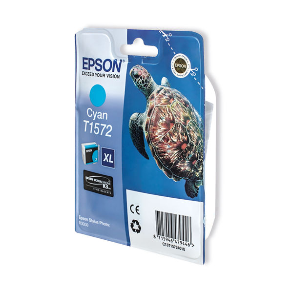 Epson T1572 Ink Cartridge Ultra Chrome K3 XL High Yield Turtle Cyan C13T15724010