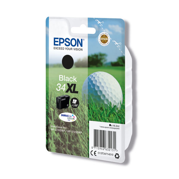 Epson 34XL Ink Cartridge DURABrite Ultra High Yield Golf Ball Black C13T34714010