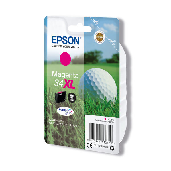 Epson 34XL Ink Cartridge DURABrite Ultra High Yield Golf Ball Magenta C13T34734010