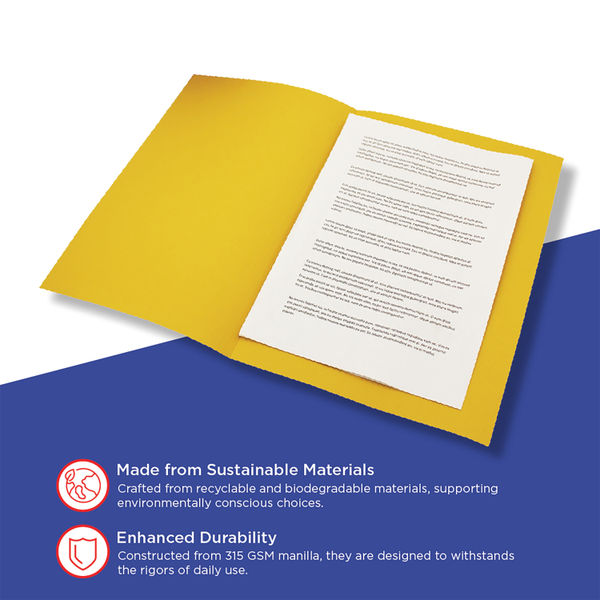 Exacompta Guildhall Square Cut Folder 315gsm Foolscap Yellow (Pack of 100) FS315-YLWZ