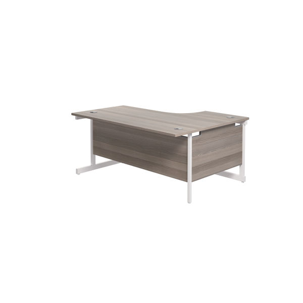 Jemini Radial Left Hand Cantilever Desk 1600x1200x730mm Grey Oak/White KF801852