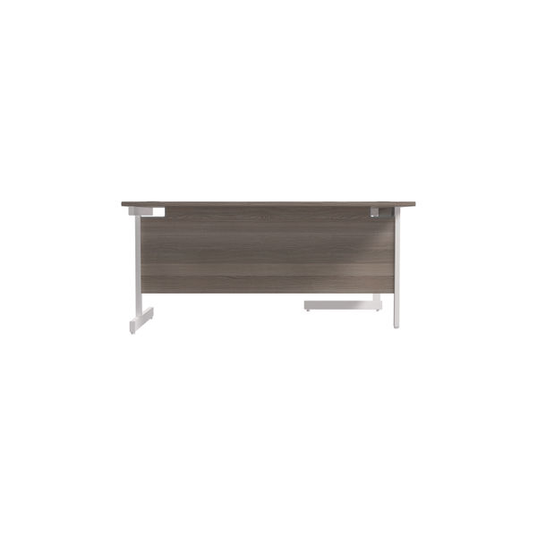 Jemini Radial Left Hand Cantilever Desk 1600x1200x730mm Grey Oak/White KF801852